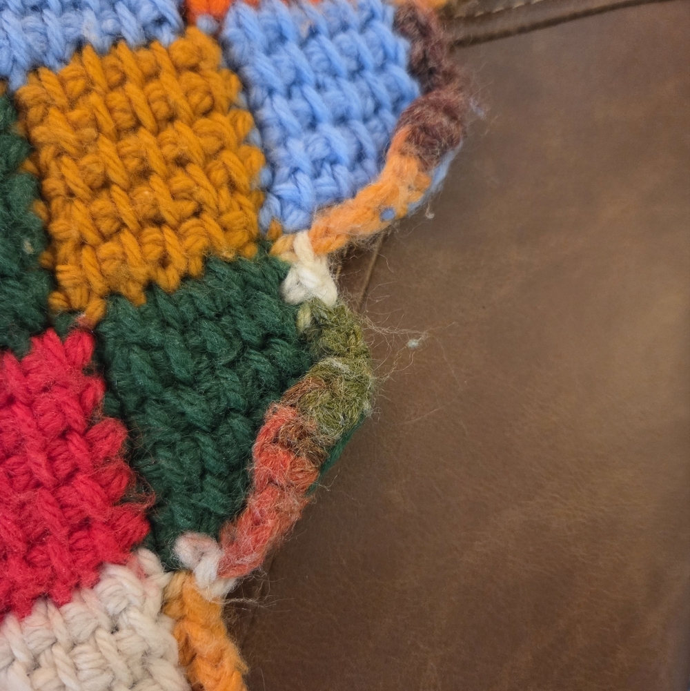 Colorful Hand Crocheted Diamond Pattern Blanket Throw Afghan  35x56 - Picture 4 of 6